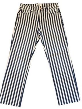 Kensie Navy & White Vertical Stripe Skinny Pants